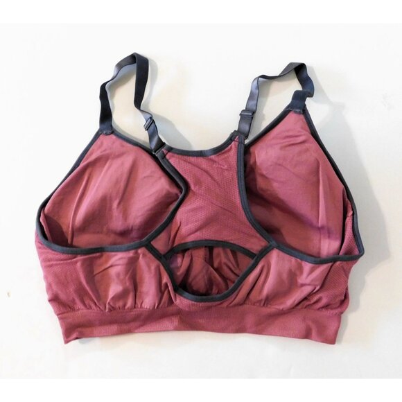 Reebok Sports Bra Racerback 2XL Pink Gray Trim Adjustable Straps Removable Pads - Picture 6 of 8